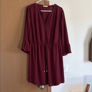 Maurices Burgundy Long Sleeve Dress